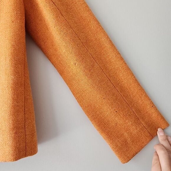 J. Crew Wool Ruffle Blazer | 2P | Orange Lined Jacket, Pockets, Buttons RN77388 - Picture 7 of 11